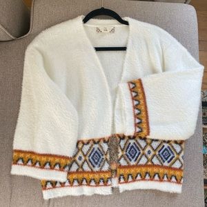 Fuzzy patterned cardigan